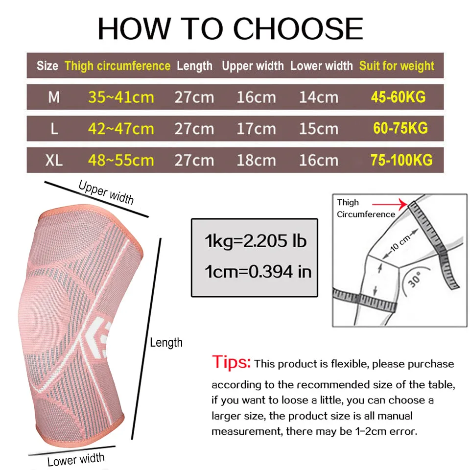 1PCS Knee Brace Support for Arthritis Joint Nylon Sports Fitness Compression Sleeves Kneepads Cycling Running Protector