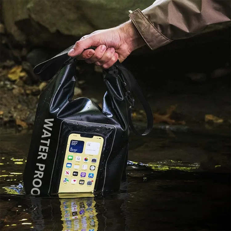 2 In 1 Outdoor Cycling Crossbody Phone Bag PVC Swimming IPX6 Waterproof Bag, Size: 5L(Black Green)