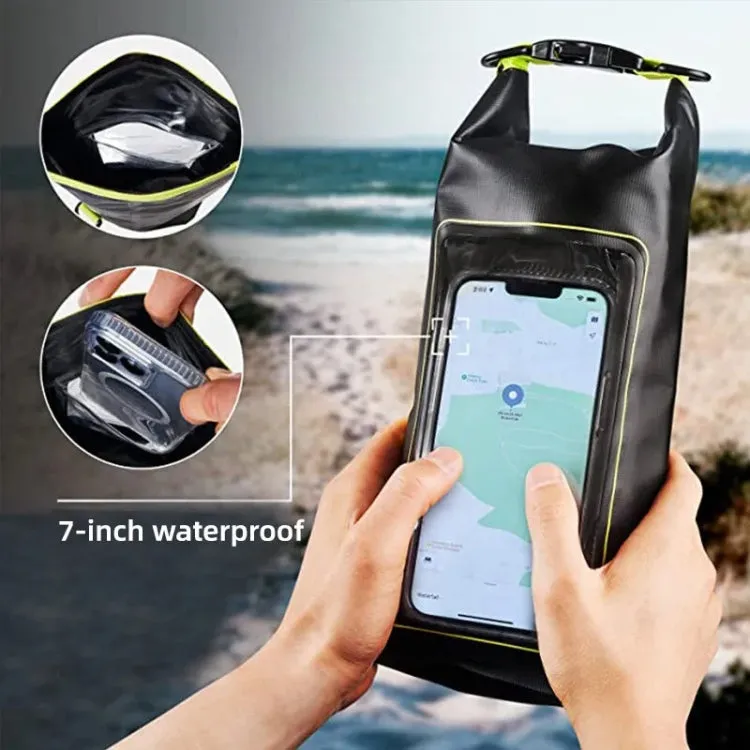 2 In 1 Outdoor Cycling Crossbody Phone Bag PVC Swimming IPX6 Waterproof Bag, Size: 5L(Black Green)