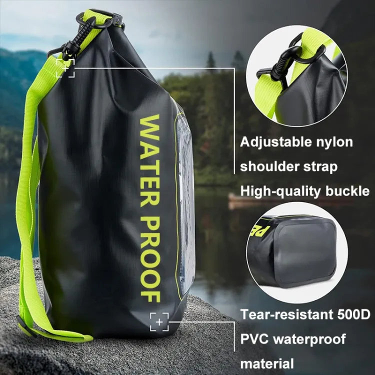 2 In 1 Outdoor Cycling Crossbody Phone Bag PVC Swimming IPX6 Waterproof Bag, Size: 5L(Black Green)