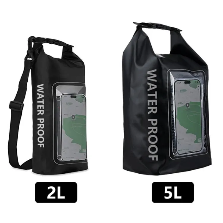 2 In 1 Outdoor Cycling Crossbody Phone Bag PVC Swimming IPX6 Waterproof Bag, Size: 5L(Black Green)