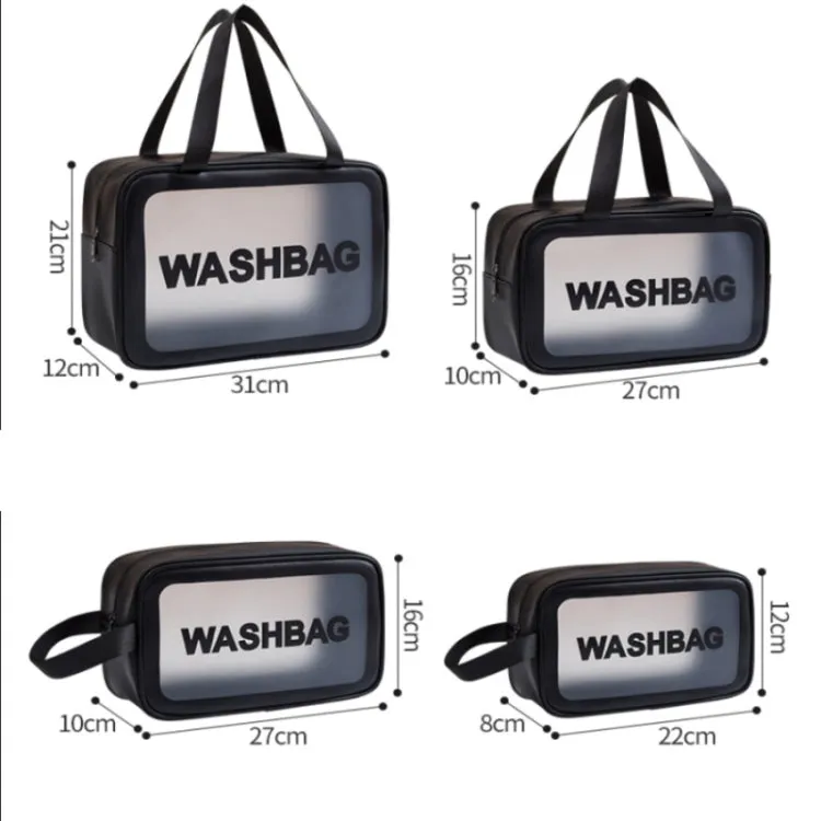 2 PCS Frosted Translucent Waterproof Storage Bag Cosmetic Bag Swimming Bag Wash Bag Black L