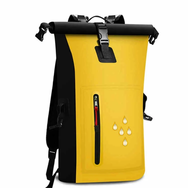 25L Waterproof Backpack Waterproof Bucket Bag With Reflective Strip(Yellow)