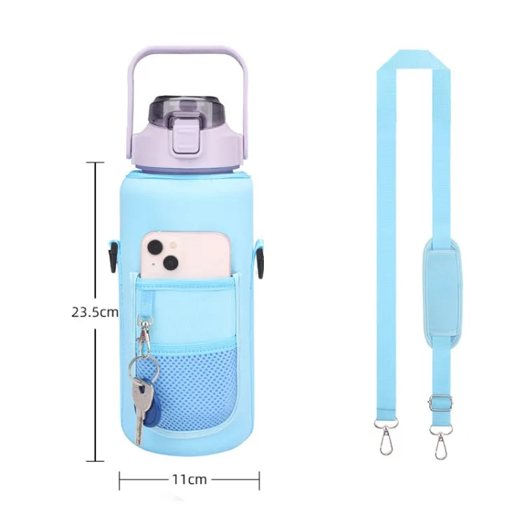 2L Diving Material Water Bottle Cover Case with Strap(Black Metal Buckle)