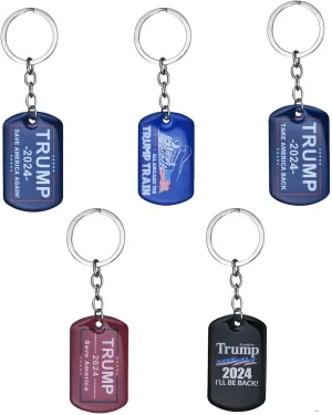 5 Pack Trump 2024 Keychains "Trump 2024 I'll be Back" "Trump 2024 Save American Again" "Trump 2024 Take American Back"