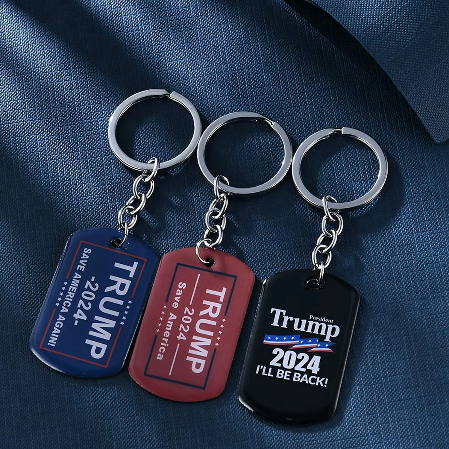 5 Pack Trump 2024 Keychains "Trump 2024 I'll be Back" "Trump 2024 Save American Again" "Trump 2024 Take American Back"