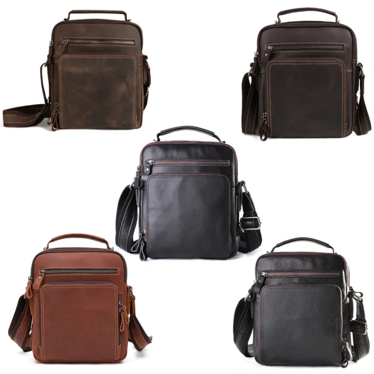 6479 Men Casual Large-Capacity One-Shoulder Messenger Leather Bag(Crazy Horse Texture Red Brown)