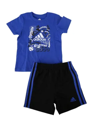 Adidas Kids Bright Blue Graphic Short Set