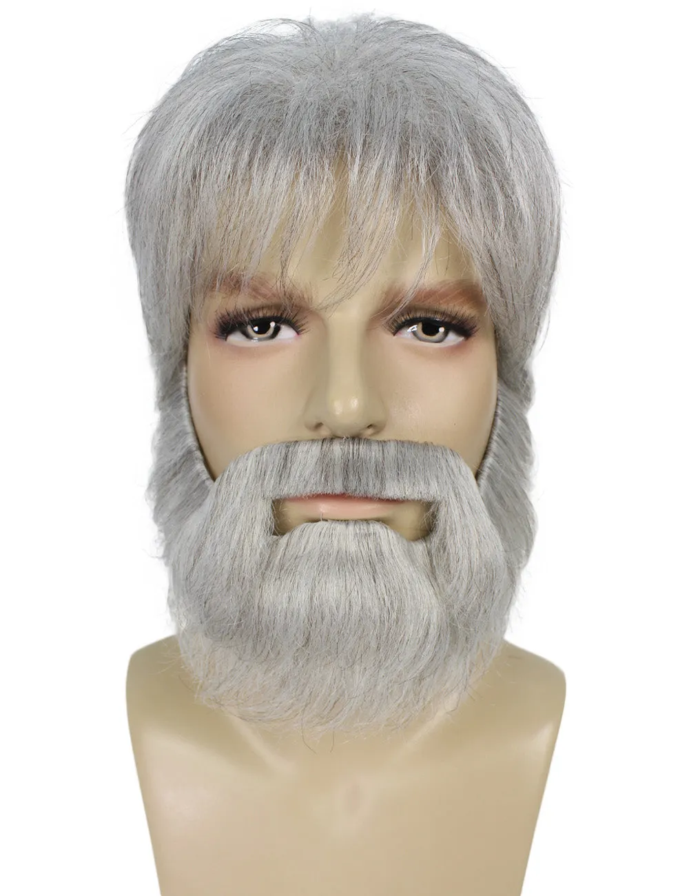 Adult Men's 10" Short Length American Businessman Cosplay Wig and Beard| Synthetic Soft Fiber Hair with Long Beard Included | HPO