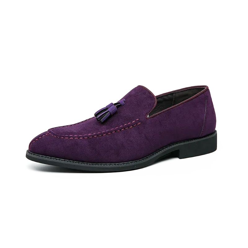 Advbridge  Brand Design Men Suede Leather Shoes Moccasins Purple Tassel Pointed Men's Loafers Vintage Slip-on Casual Men Social Dress Shoe