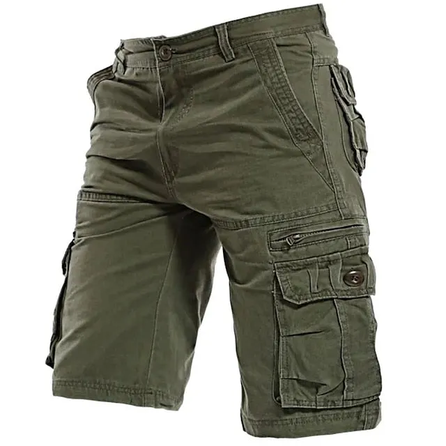 Adventure Ready Men's Cotton Cargo Shorts with Zipper and Flap Pockets