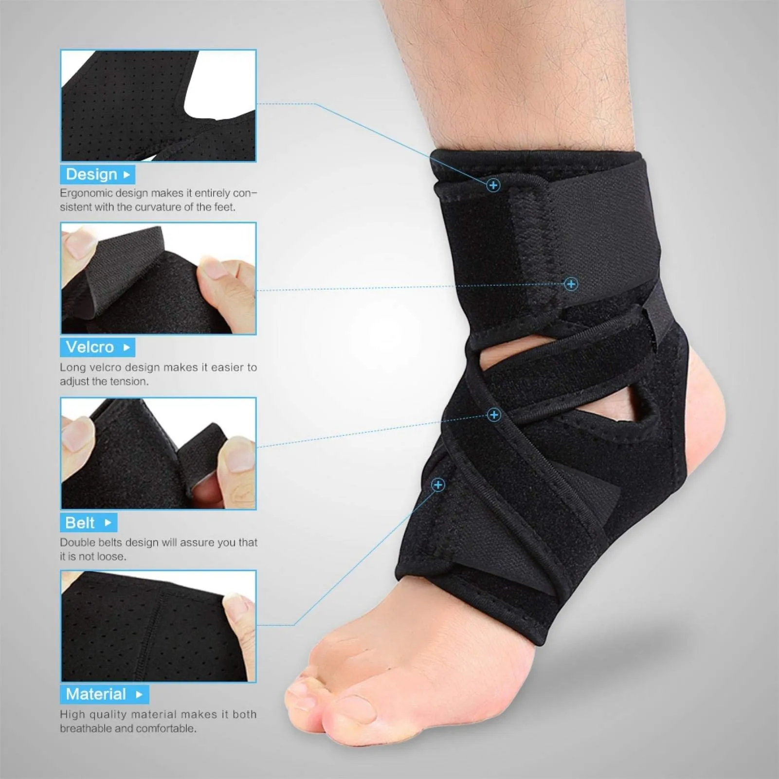 Ankle Brace for Women & Men, Breathable Ankle Support for Plantar Fasciitis, Adjustable Ankle Wrap for Heel Pain, Sprained Ankle, Speed Recovery