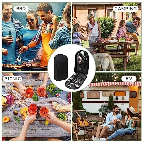 AOFUXTI Camping Cooking Utensils Set - 25 Pieces Camping Kitchen Equipment, Compact and Portable Camper Accessories, Perfect for Travel, Picnic, RV, Camping, BBQ, Party