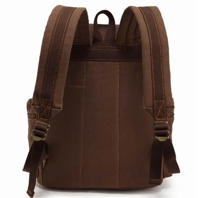 AUGUR 1039 Large Student Retro Canvas Backpack Shoulders Laptop Bag(Coffee)