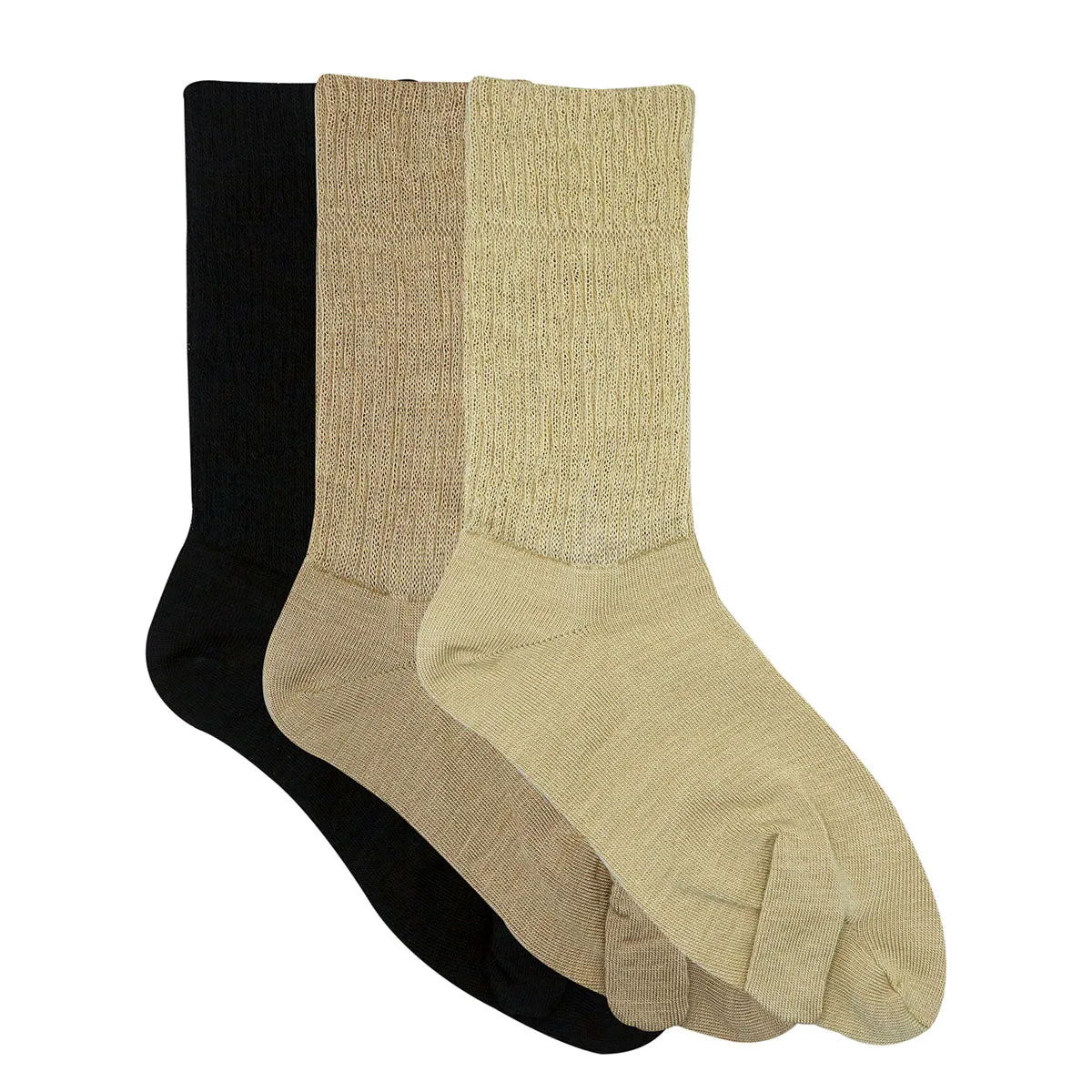 Balenzia Women solid/ Plain wollen Toe Socks- Black-Skin-Fawn (Pack of 3 Pairs/1U)(Free Size)