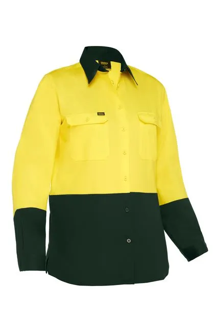 Bisley Women's Cool Lightweight Hi Vis Drill Shirt (BL6895)