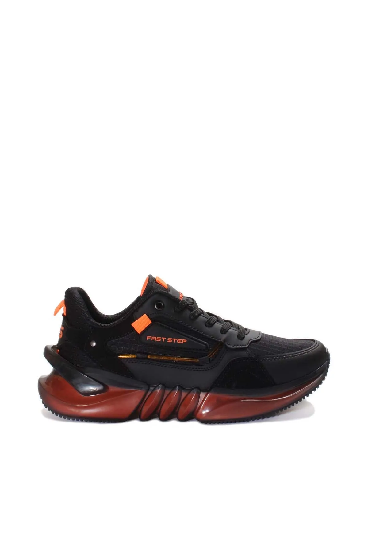 Black and Orange Athletic Sneakers with Mesh Upper - Wessi