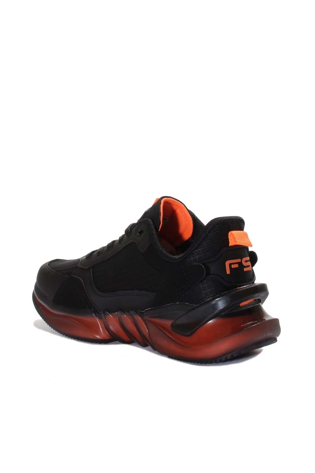 Black and Orange Athletic Sneakers with Mesh Upper - Wessi