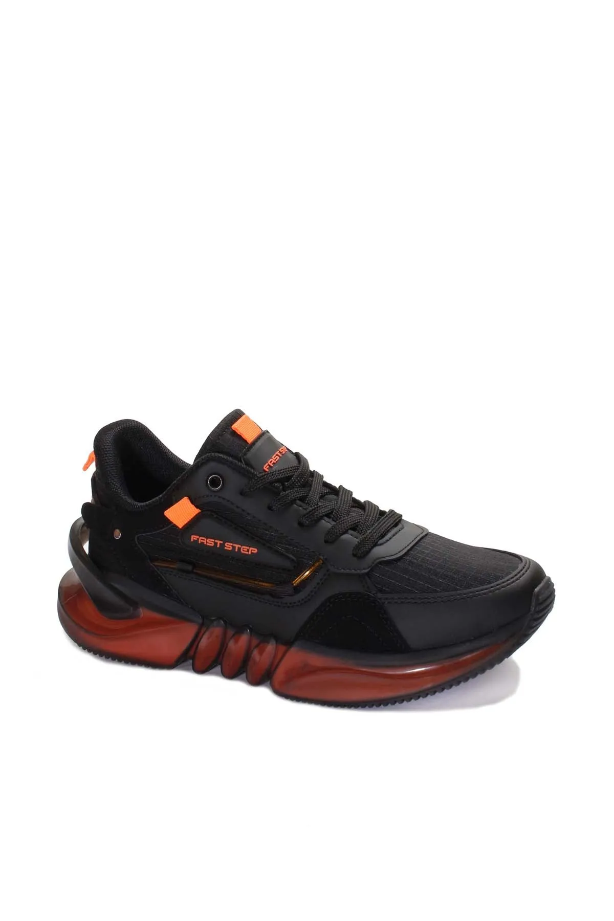 Black and Orange Athletic Sneakers with Mesh Upper - Wessi