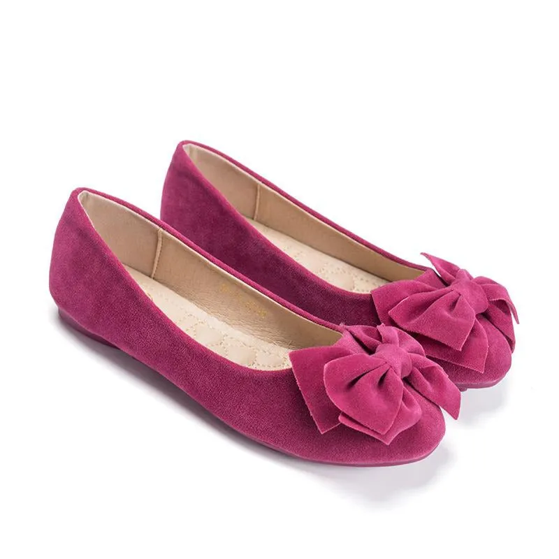 Bow Decor Suede Ballet Flats