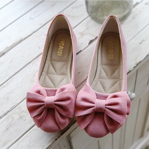 Bow Decor Suede Ballet Flats