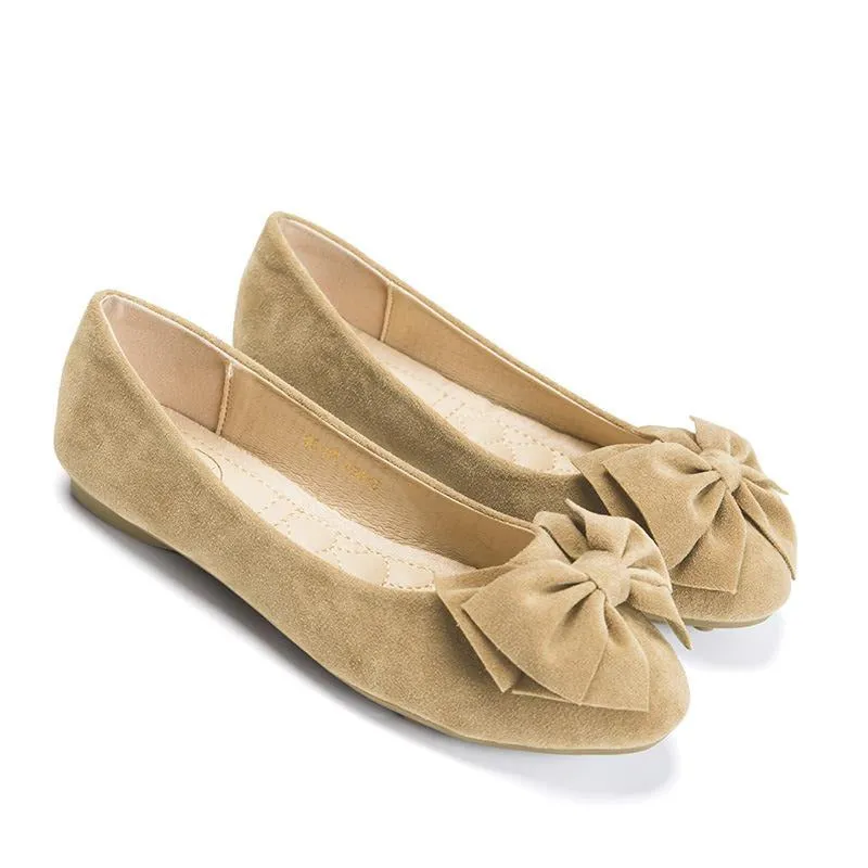 Bow Decor Suede Ballet Flats