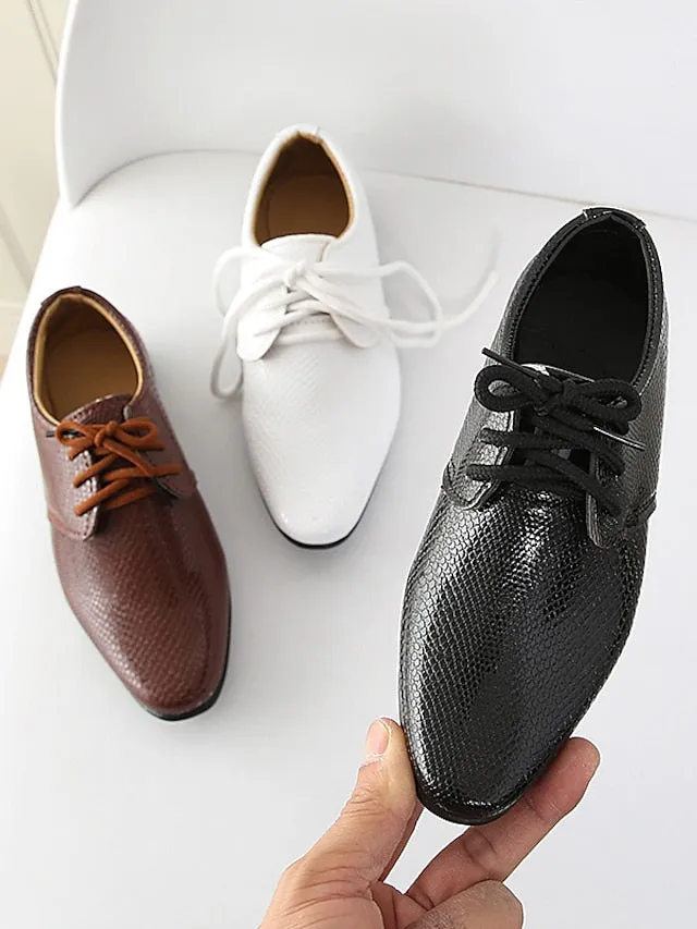 Boys Oxfords Daily Dress Shoes Formal Shoes School Shoes PU Breathability Non-slipping Big Kids(7years  ) Little Kids(4-7ys) Wedding Party Daily Walking Shoes Dancing Lace-up Black White Brown Summer