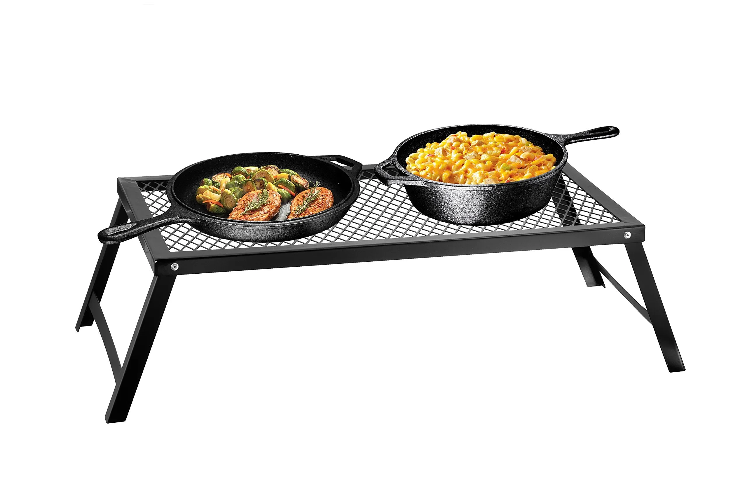 Bruntmor Portable Campfire Grill Stand with Folding Legs, 22 in x 12 in, for Use Over Open