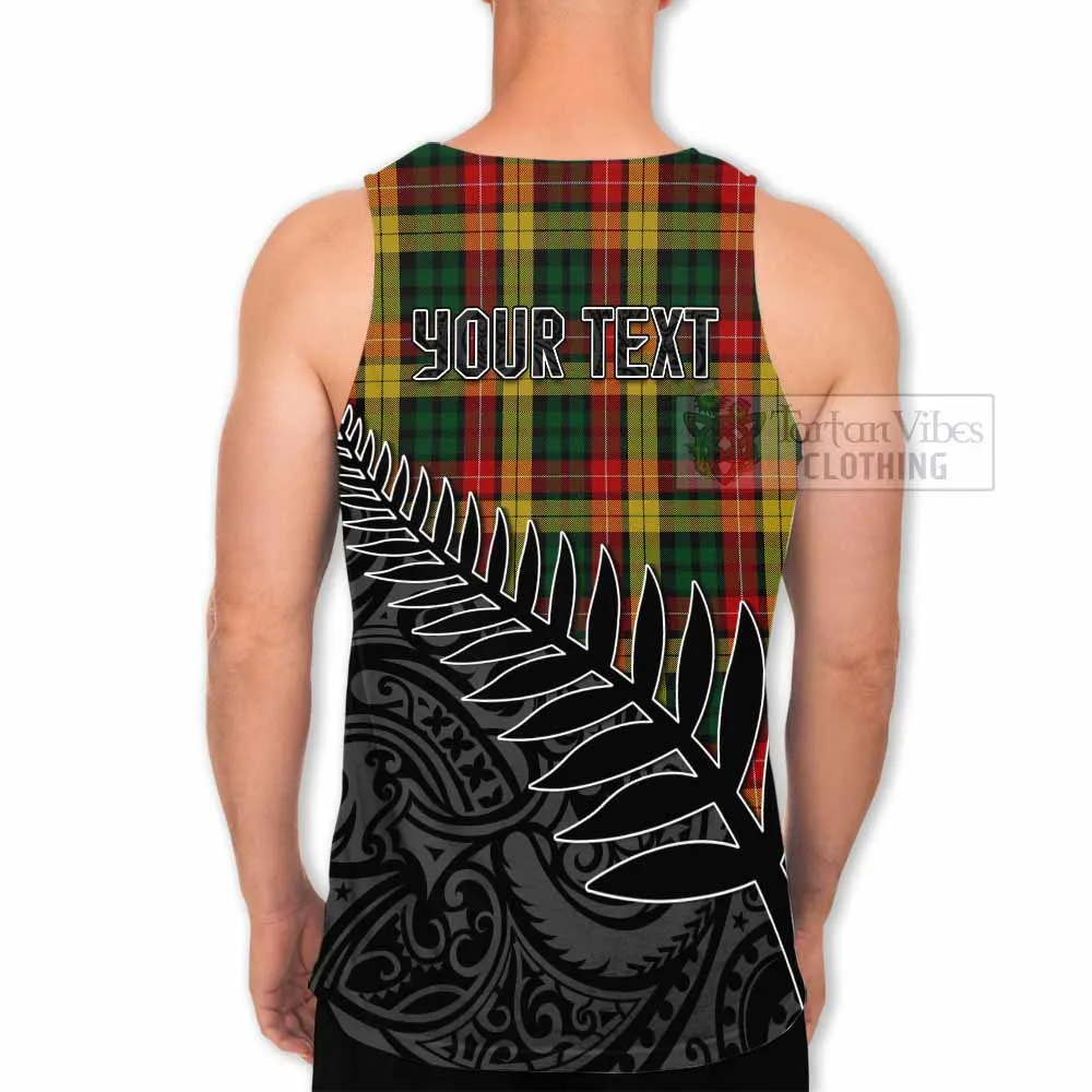 Buchanan Crest Tartan Men's Tank Top with New Zealand Silver Fern Half Style