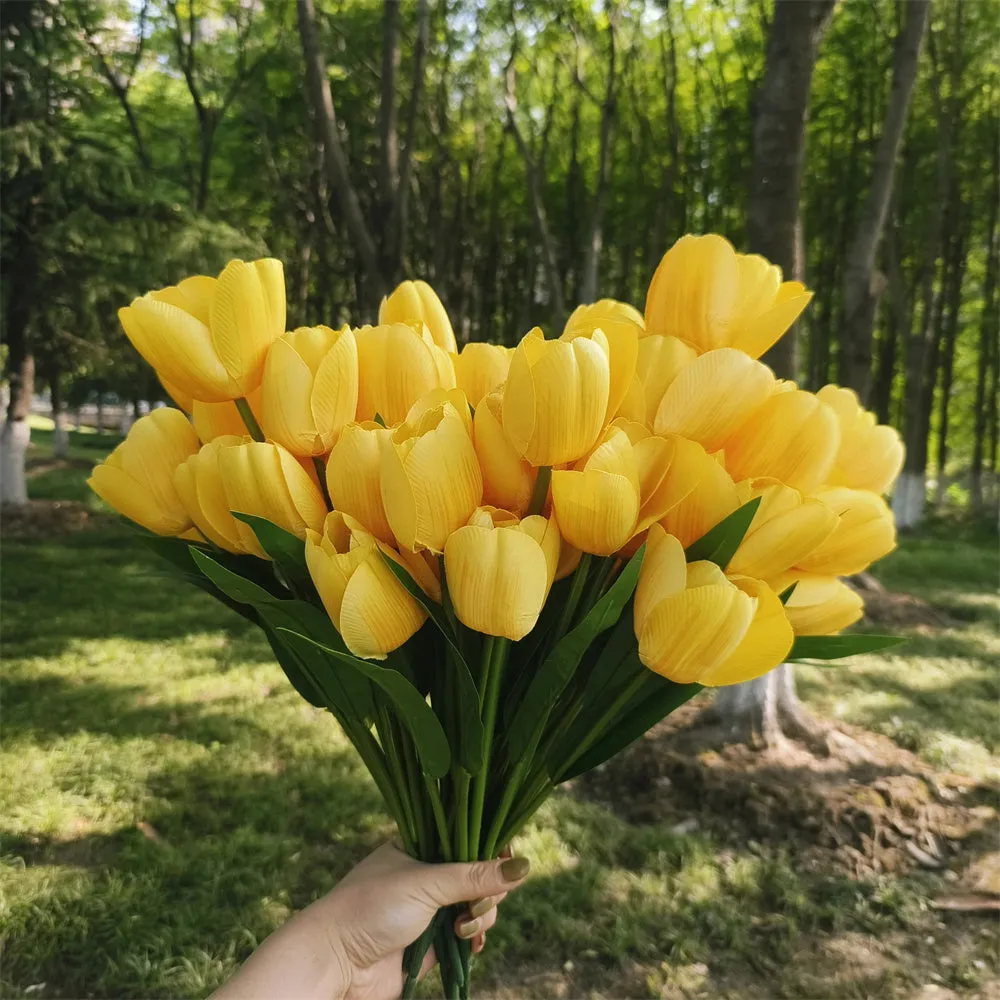 Bulk 17 inches Tall Tulip Bush UV Resistant Flowers for Outdoors Wholesale