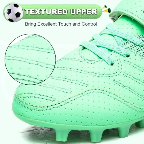 BUWTDAY Kids Soccer Cleats Boys Girls Athletic Outdoor Firm Ground Youth Football Shoes(Little Kid/Big Kid) Pink