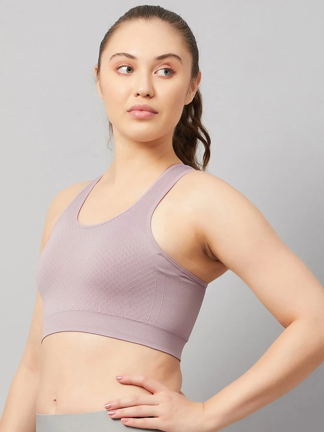 C9 Airwear Seamless Women`s Sports Bra with Racerback and Broader Strap - Elderberry