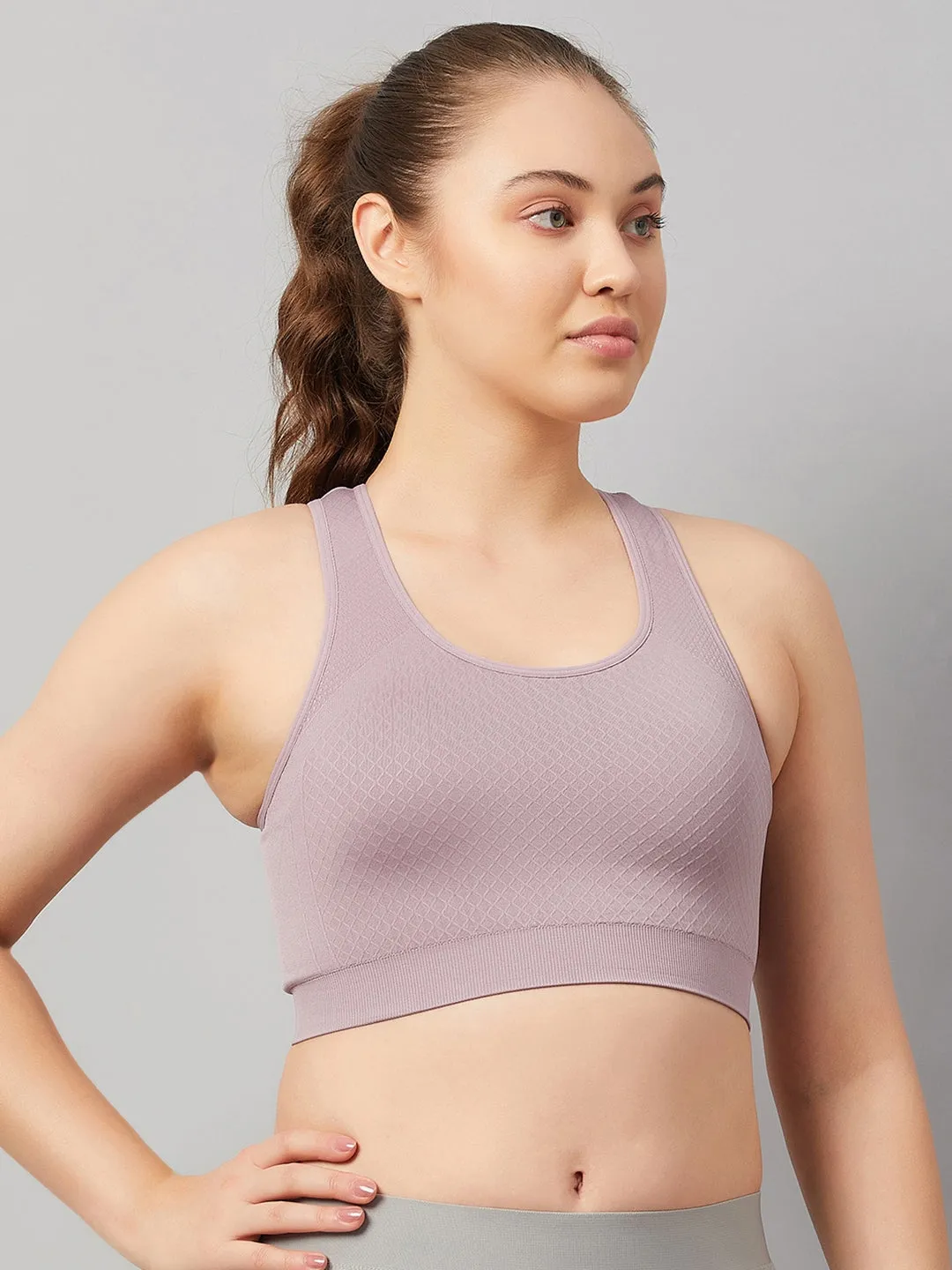 C9 Airwear Seamless Women`s Sports Bra with Racerback and Broader Strap - Elderberry