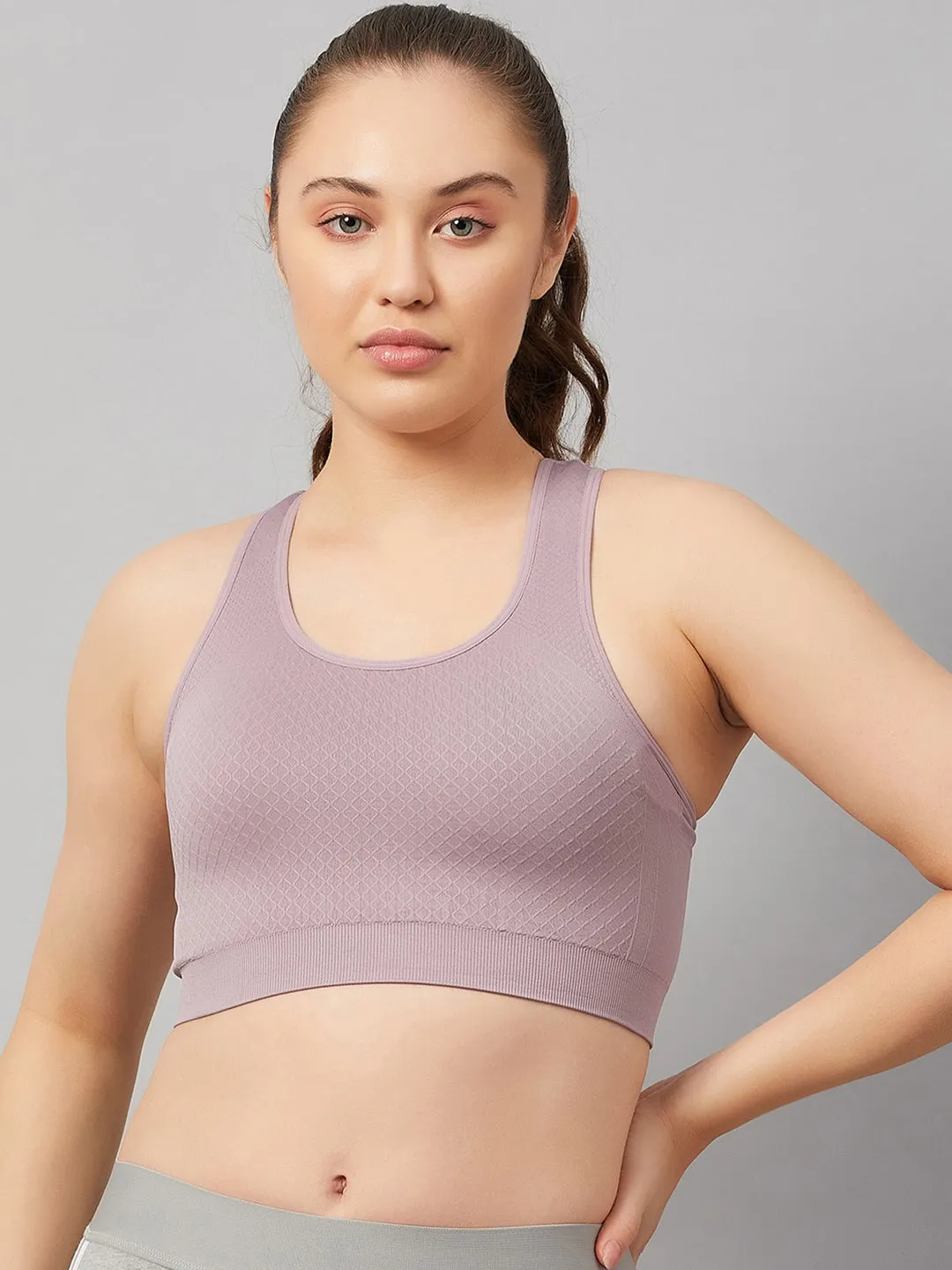 C9 Airwear Seamless Women`s Sports Bra with Racerback and Broader Strap - Elderberry