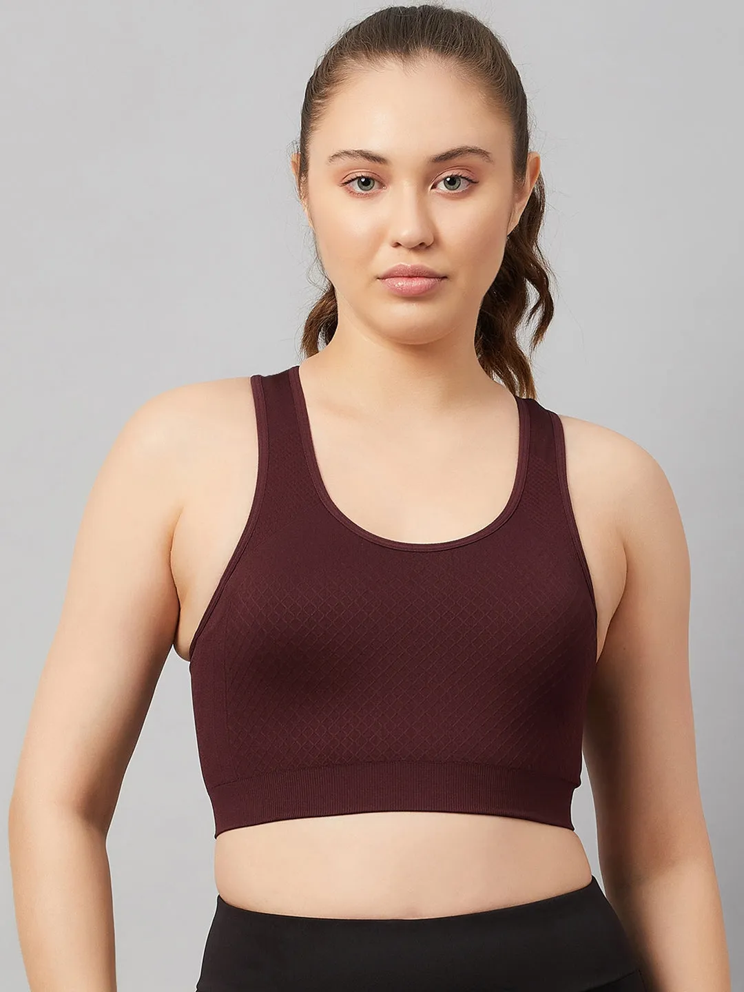 C9 Airwear Seamless Women`s Sports Bra with Racerback and Broader Strap - Elderberry