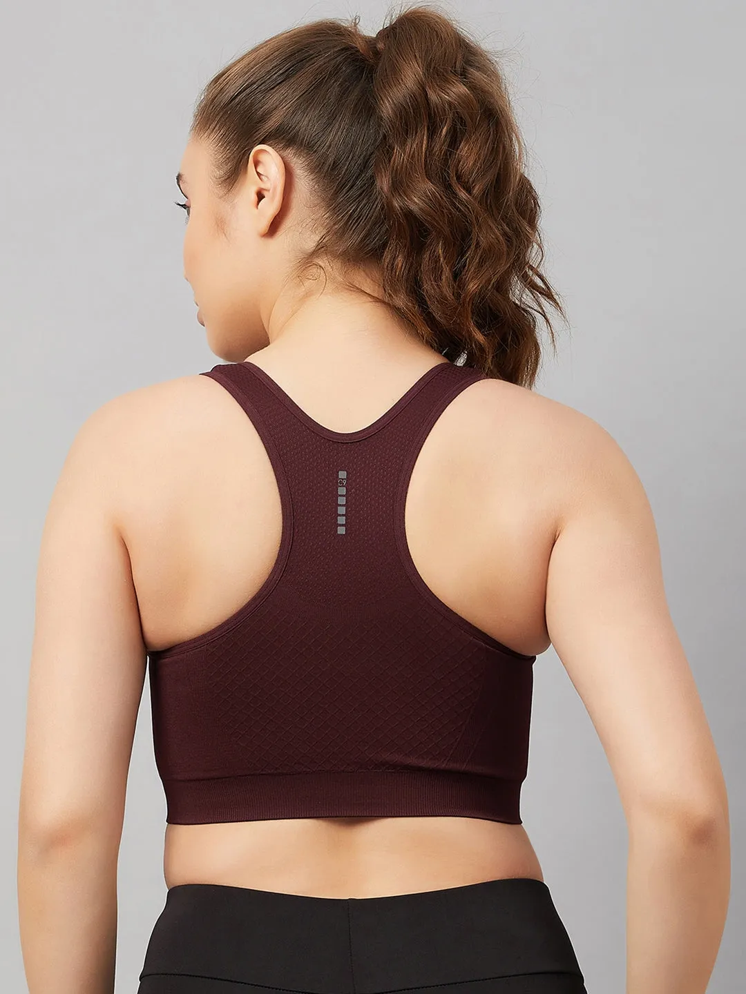 C9 Airwear Seamless Women`s Sports Bra with Racerback and Broader Strap - Elderberry