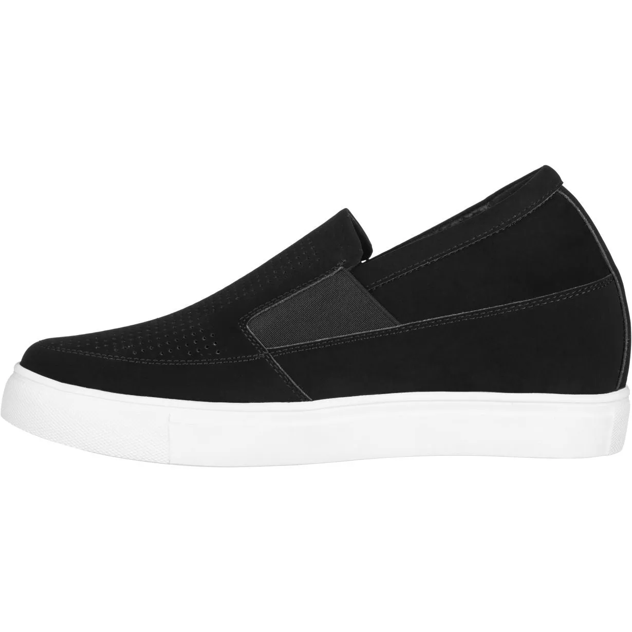 CALTO G63890 3-Inch Taller Lightweight Slip-On Black Sneakers