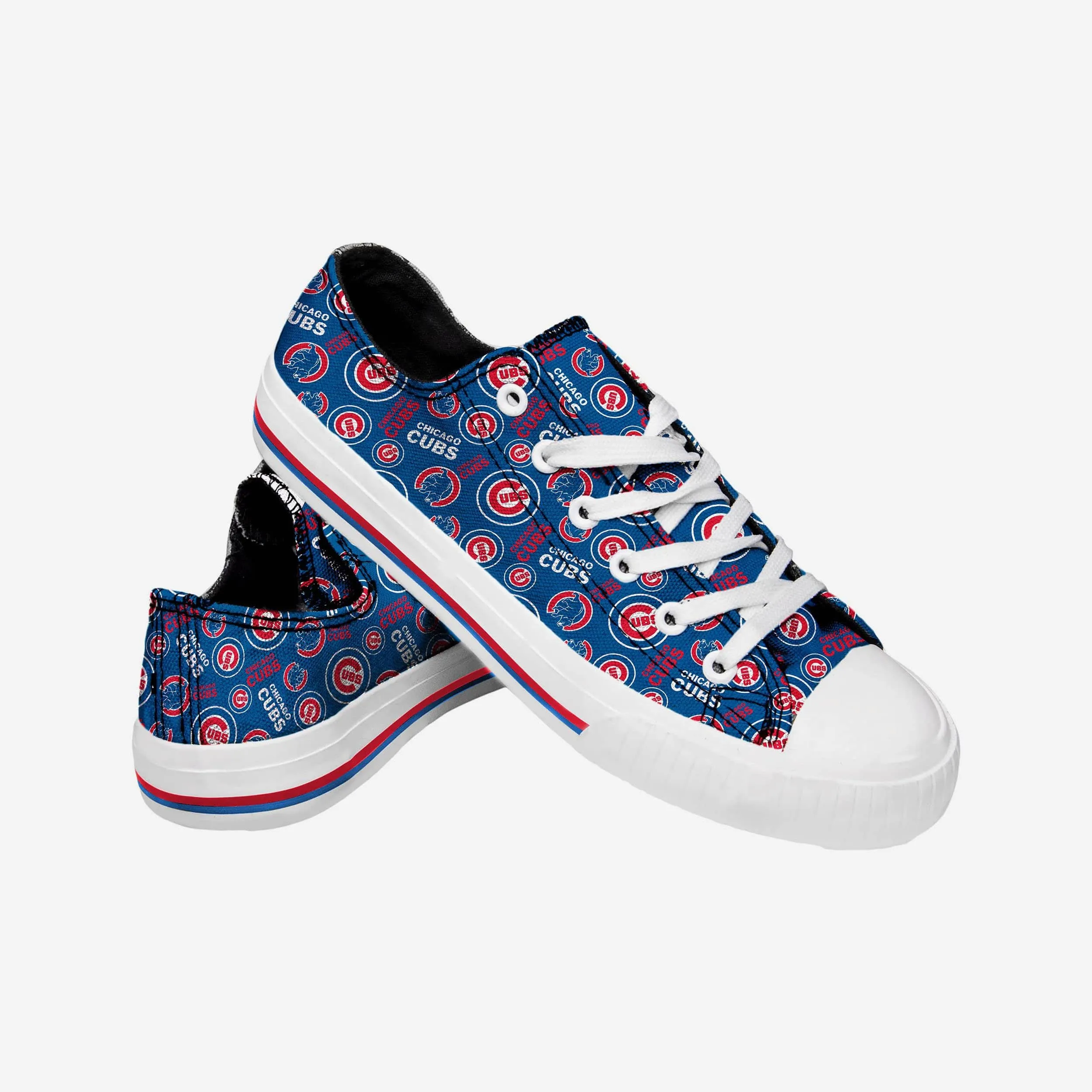 Chicago Cubs Womens Low Top Repeat Print Canvas Shoe