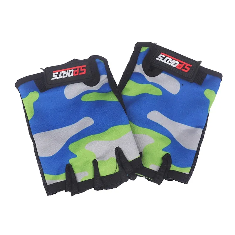 Children Cycling Gloves Kids Half Finger Gloves Elastic Non-slip Bicycle gloves