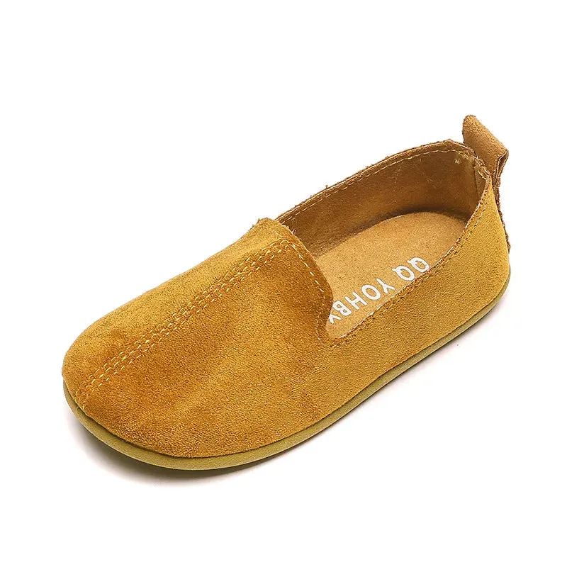 Children's Candy Color Casual Slip-On Loafers - Lightweight Leather Moccasins for Boys & Girls