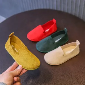 Children's Candy Color Casual Slip-On Loafers - Lightweight Leather Moccasins for Boys & Girls