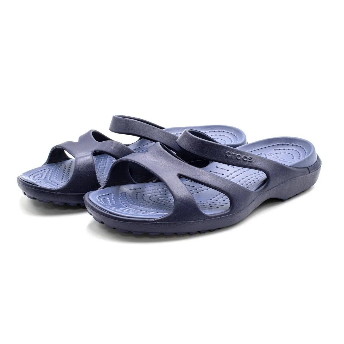 Crocs Meleen Strap Flat Sandals Rubber Blue Colour For Women