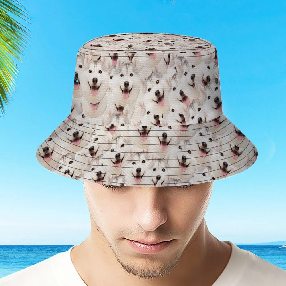 Custom Bucket Hat Unisex Pet Face Mash Bucket Hat Personalised Wide Brim Outdoor Summer Cap Hiking Beach Sports Hats Gift for Lover