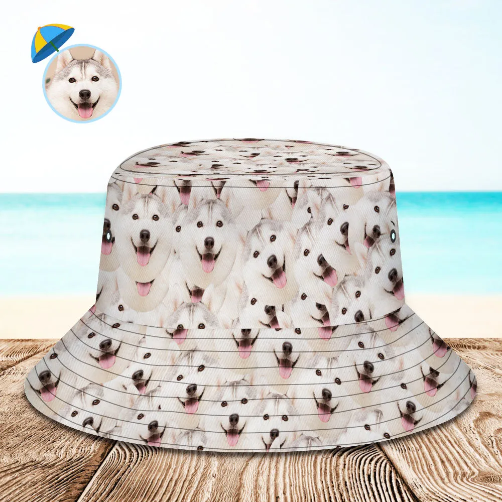 Custom Bucket Hat Unisex Pet Face Mash Bucket Hat Personalised Wide Brim Outdoor Summer Cap Hiking Beach Sports Hats Gift for Lover