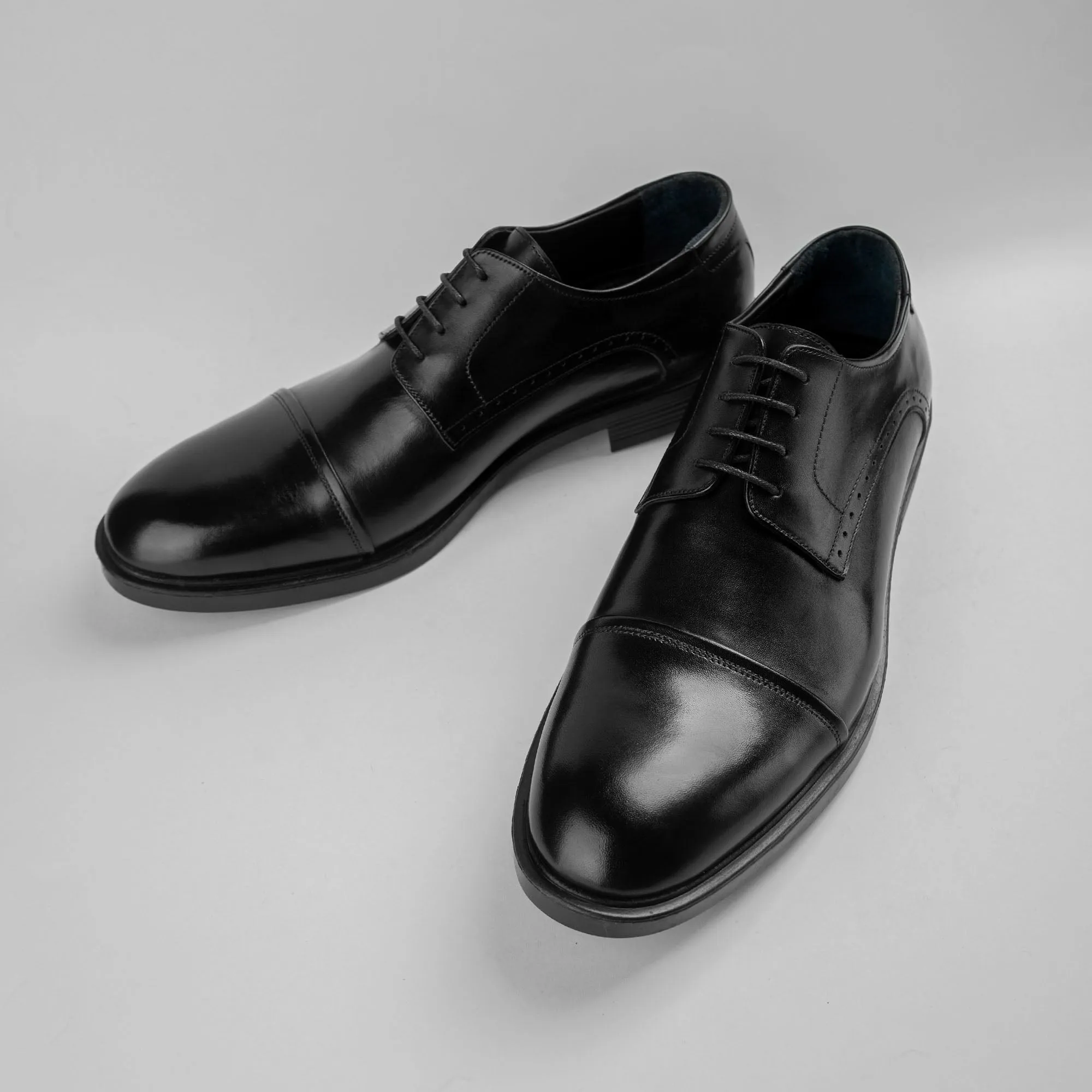 Derby Cap Toe Shoes - Black