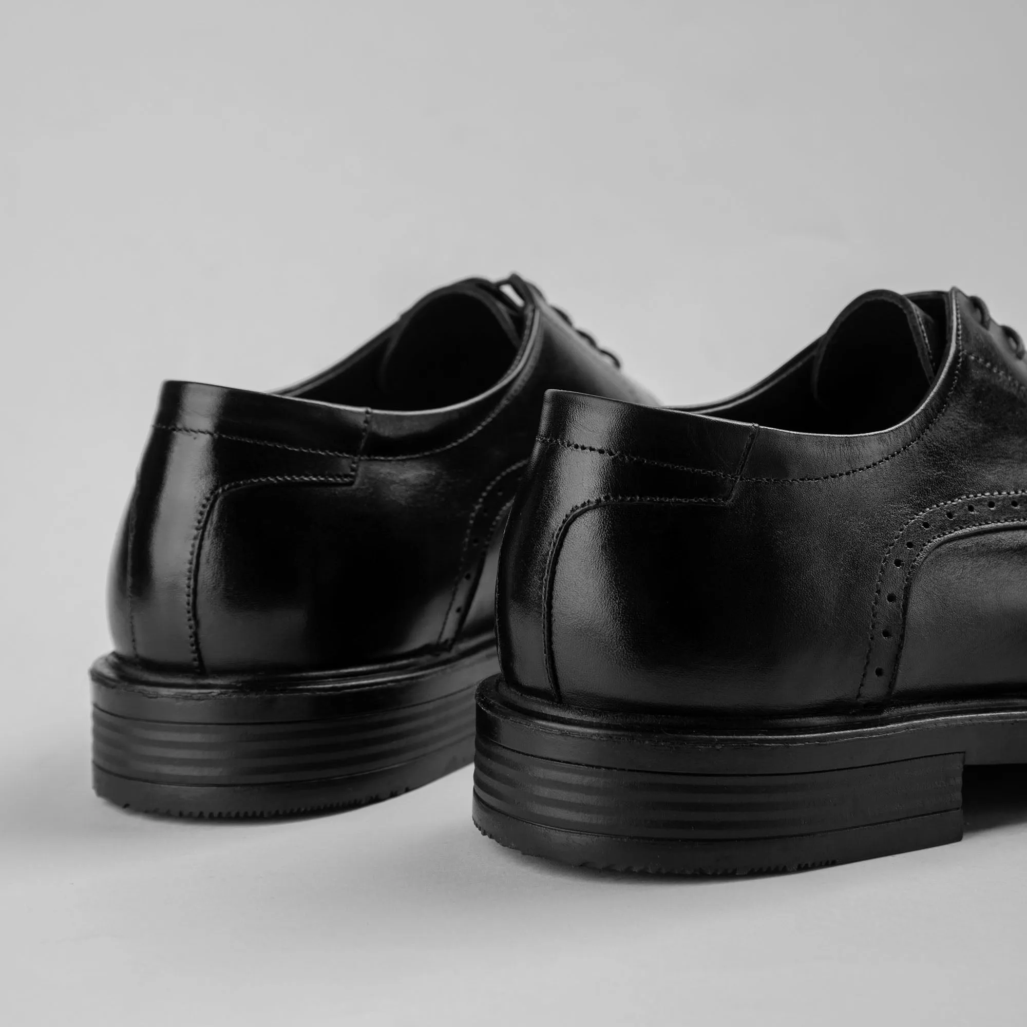 Derby Cap Toe Shoes - Black