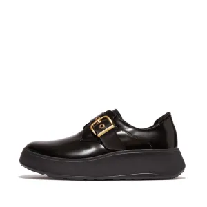 Fitflop F-Mode Box-Leather Flatform Monk Strap Shoes Black