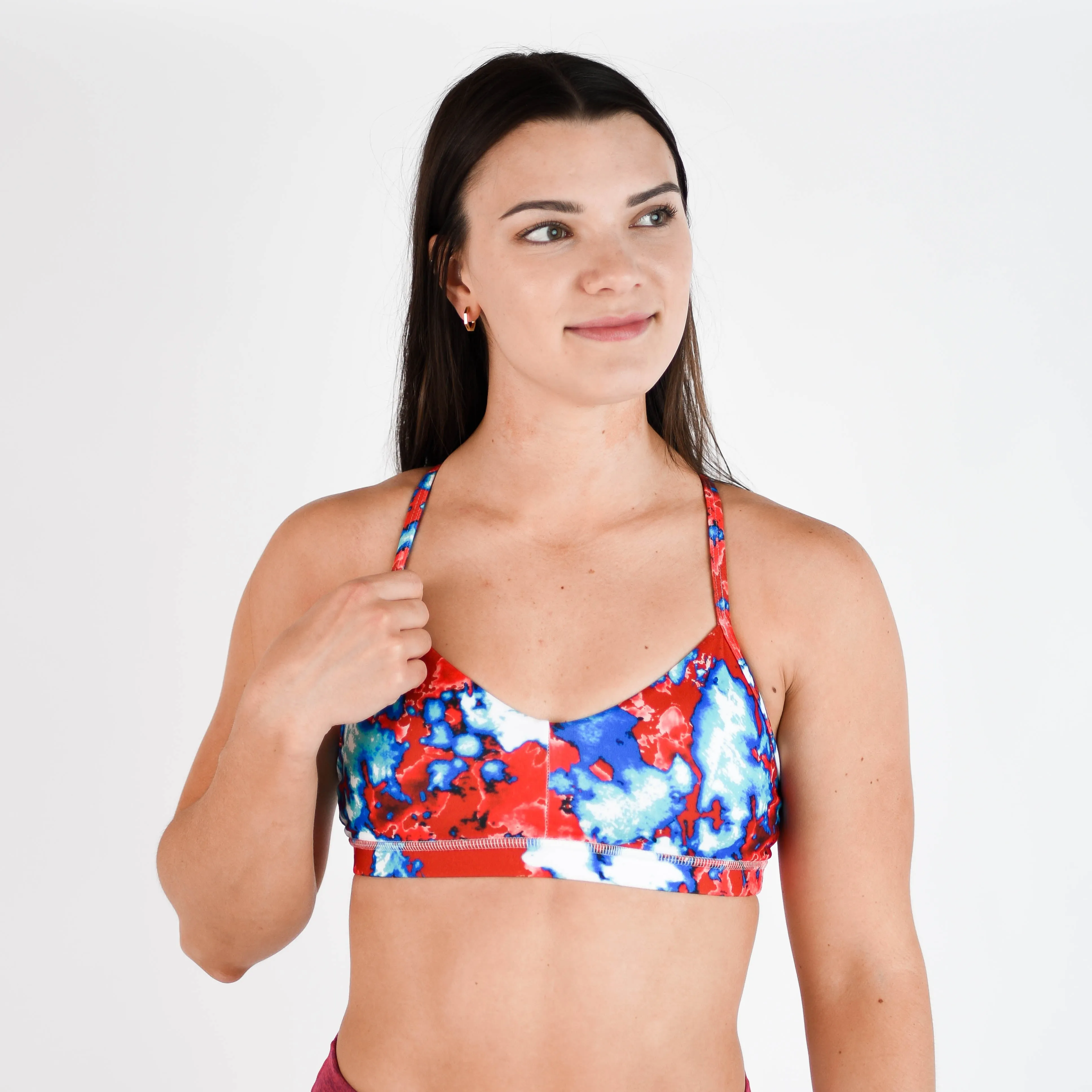 FLEO Reinette Sports Bra - Red, White and Blue Marble