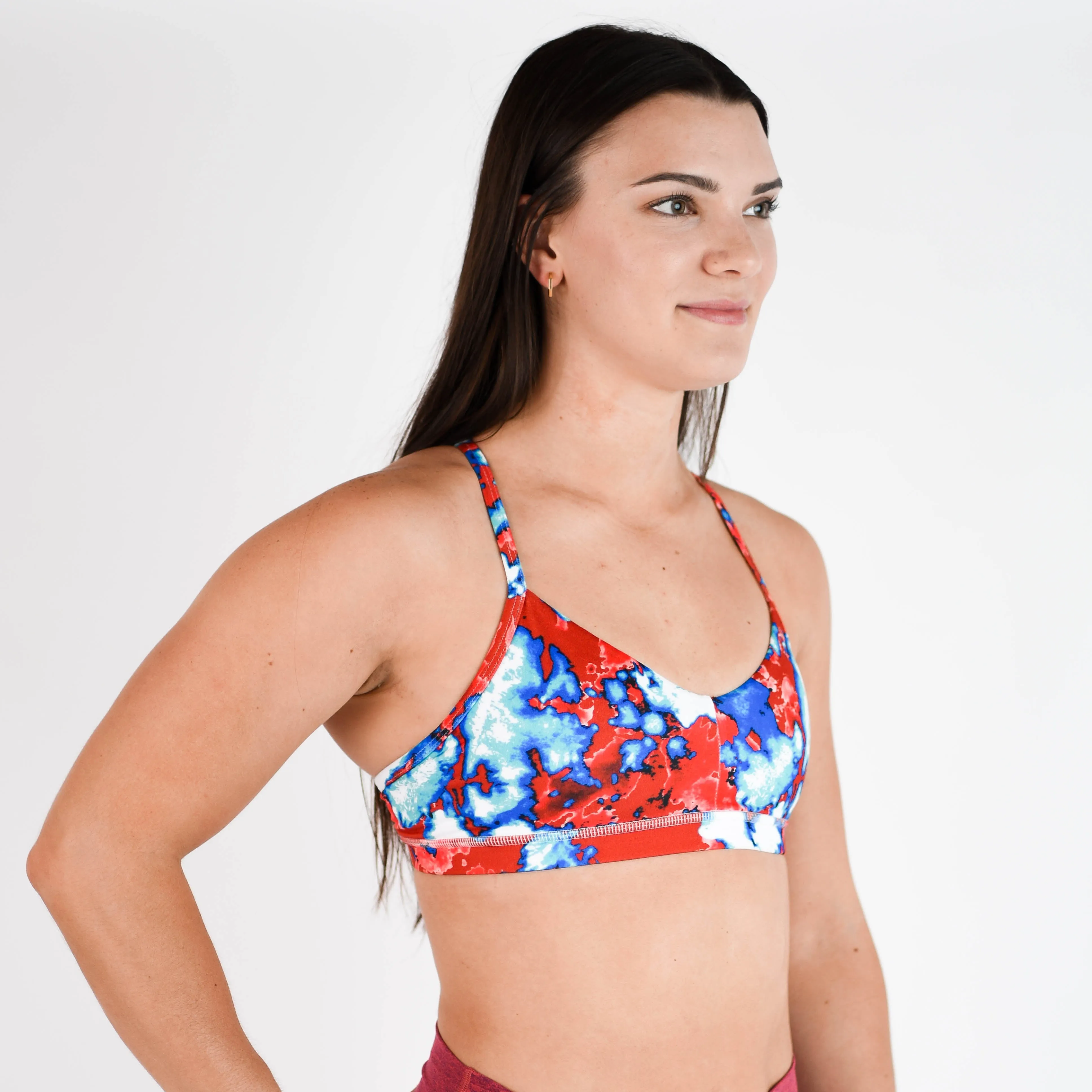 FLEO Reinette Sports Bra - Red, White and Blue Marble