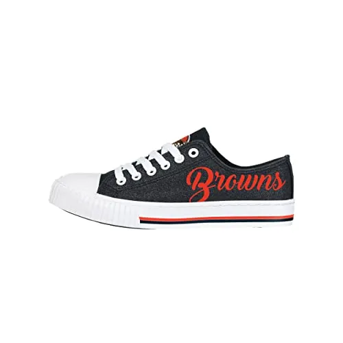 FOCO Cleveland Browns NFL Womens Color Glitter Low Top Canvas Shoes - 6